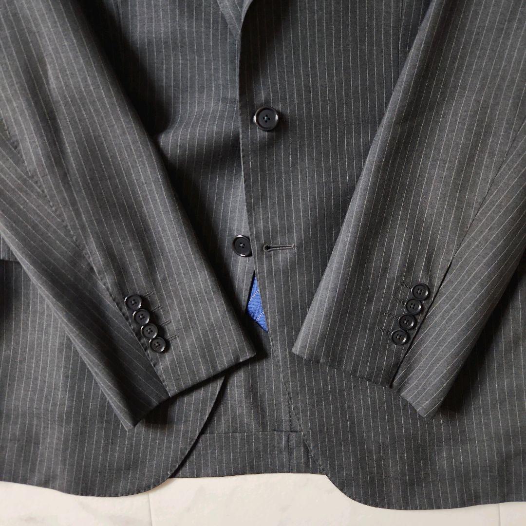 【BEAMS F】極美品✨グレーストライプ スーツ 裾ダブル　S(93)