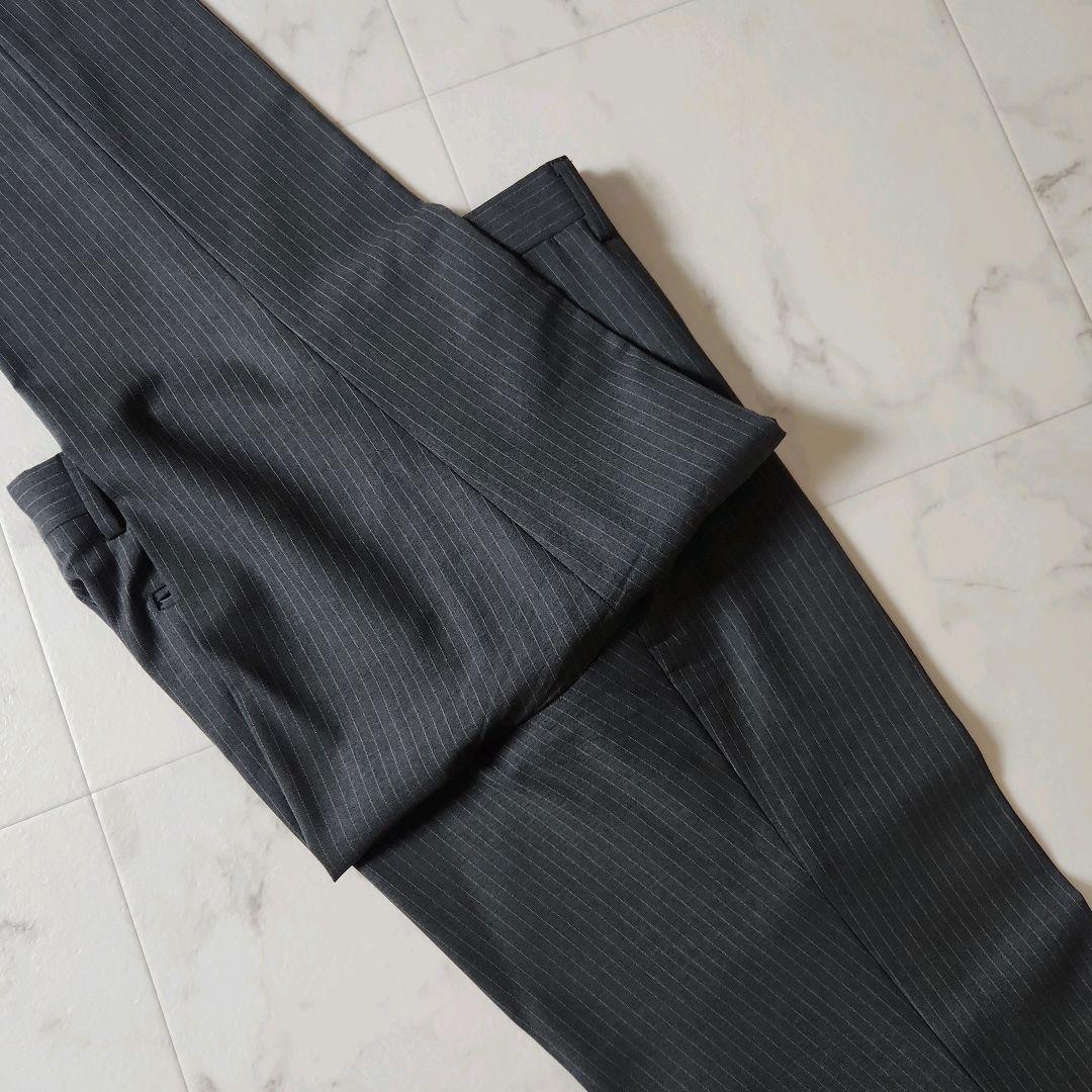 【BEAMS F】極美品✨グレーストライプ スーツ 裾ダブル　S(93)