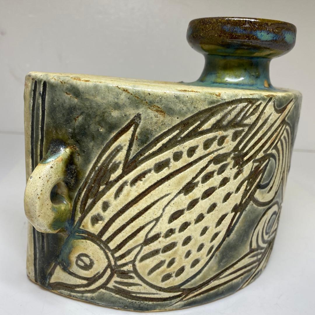 人間国宝　金城次郎　壷屋焼　徳利　最大幅約25㎝　東Y7-0214☆2Fトヒウ