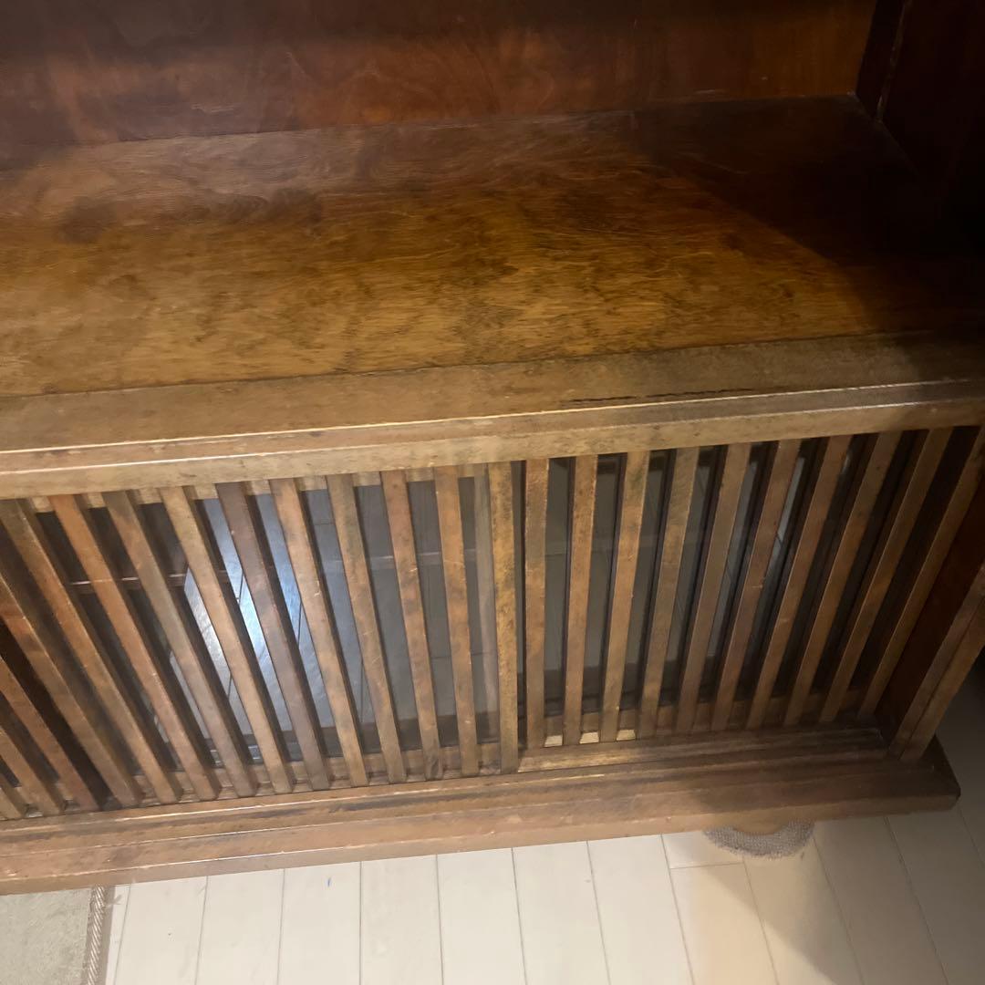 九州民芸家具　民芸家具　格子　縦格子　アンティーク　天然木　食器棚　飾り棚