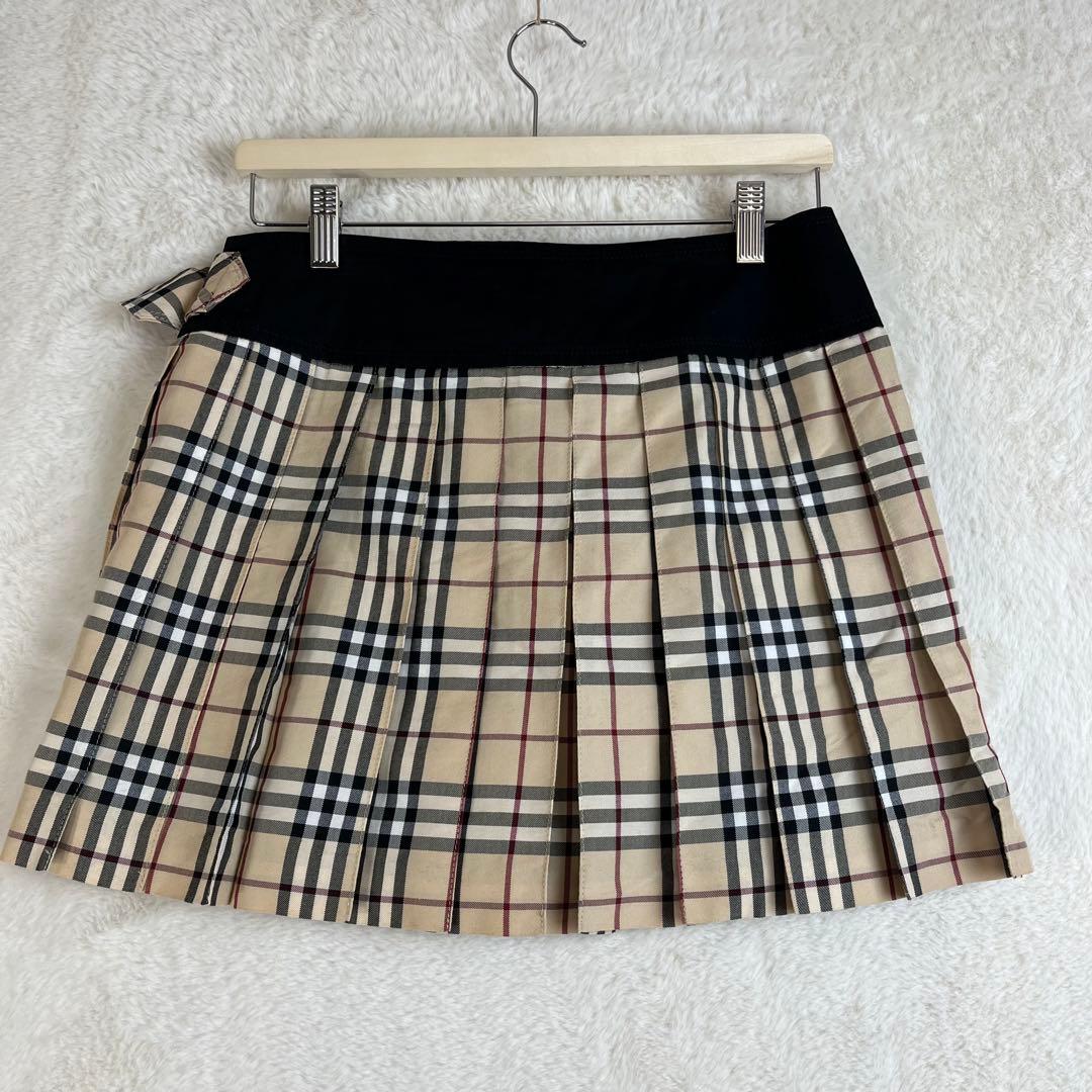 OK様　【美品】バーバリーブルーレーベル ノバチェック プリーツ ラップスカート