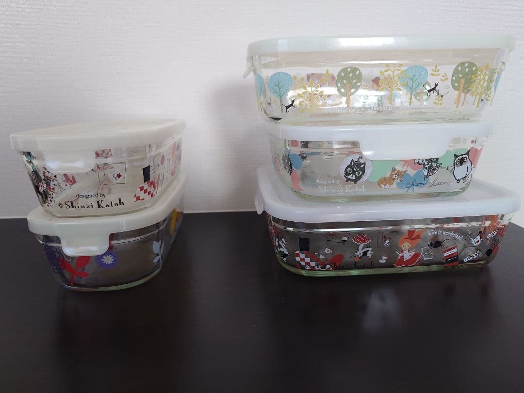 iwaki 耐熱ガラス保存容器　シンジカトウ　5点セット　パック&レンジ