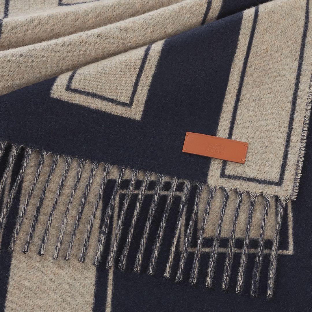 新品未使用 正規品 HERMES エルメス マフラー 《クレ・ドゥ・H》 ブルー