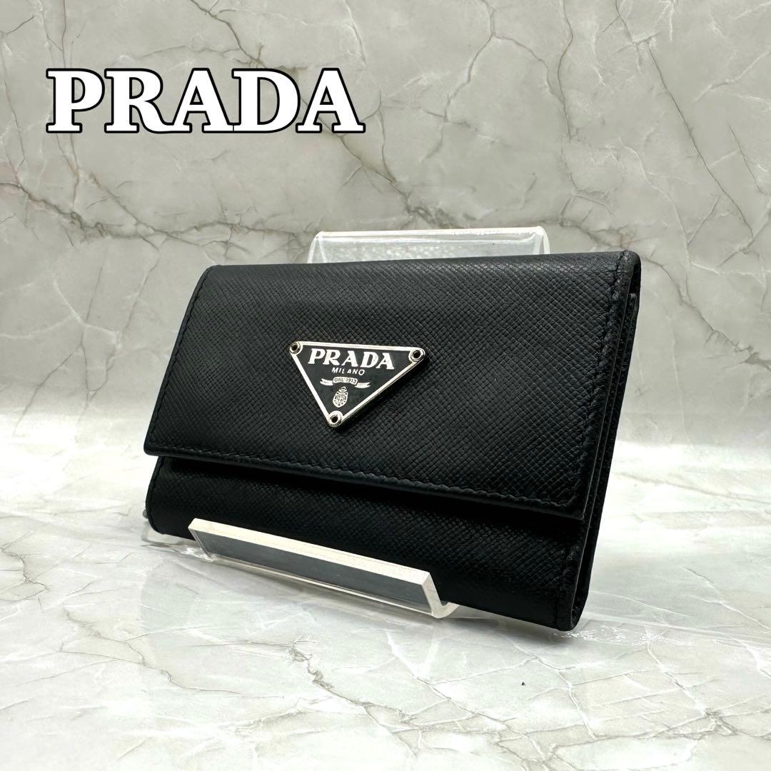 ✨️美品 PRADA プラダ キーケース 6連 サフィアーノ レザー 三角プレート