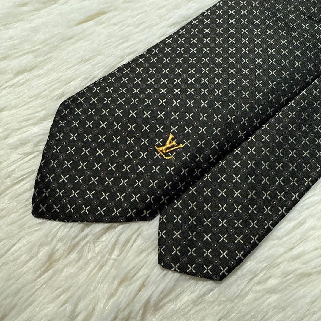 【美品】LOUIS VUITTON ネクタイ　高級シルク　ロゴ　ジャガード