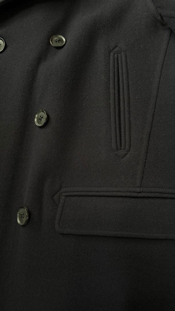 美品　カルーゾ　CARUSO ネイビー ウール ダブルブレスト ピーコート 48