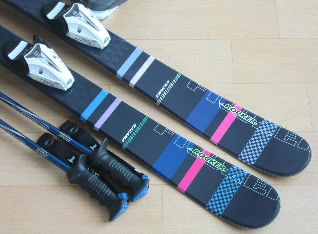 ■■送料無料■KAZAMA■女性用ミッドスキーセット■128/23■WAX済■■