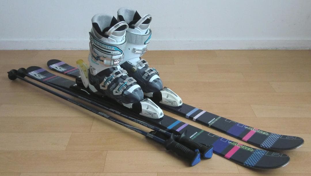 ■■送料無料■KAZAMA■女性用ミッドスキーセット■128/23■WAX済■■