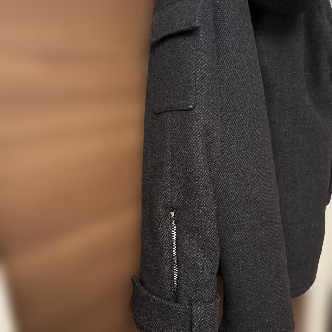 エ*ヲ様 MLVINCE ダークグレー フード付きウールコート