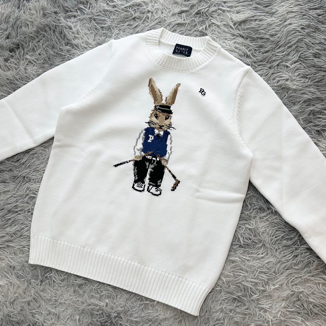 新品　パーリーゲイツ　ニット　セーター　ラビット　うさぎ柄　ホワイト　サイズ0