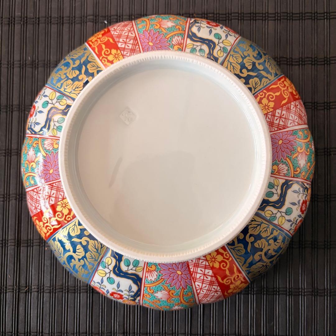 【未使用品】有田焼 元禄古伊万里 特選器 菊割花地紋 大皿 大鉢 盛り鉢