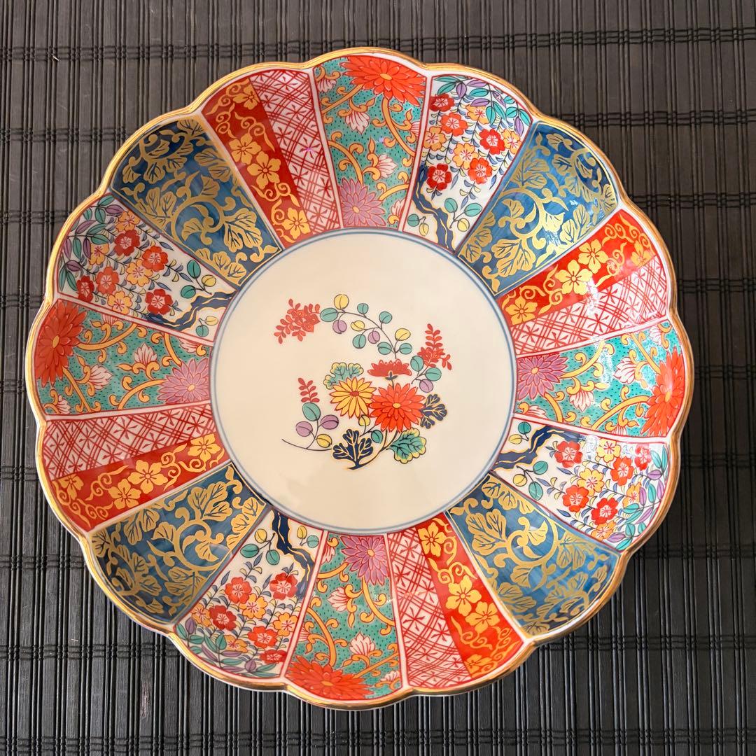 【未使用品】有田焼 元禄古伊万里 特選器 菊割花地紋 大皿 大鉢 盛り鉢