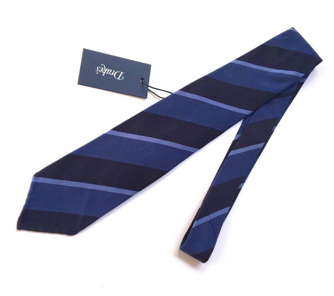 新品 ドレイクス DRAKE'S ネクタイ レジメンタルストライプ DRAKES