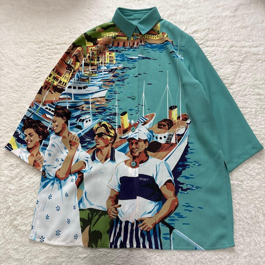 トクコプルミエヴォル　プリントチュニックシャツ　海岸　人々　リゾート　パリ