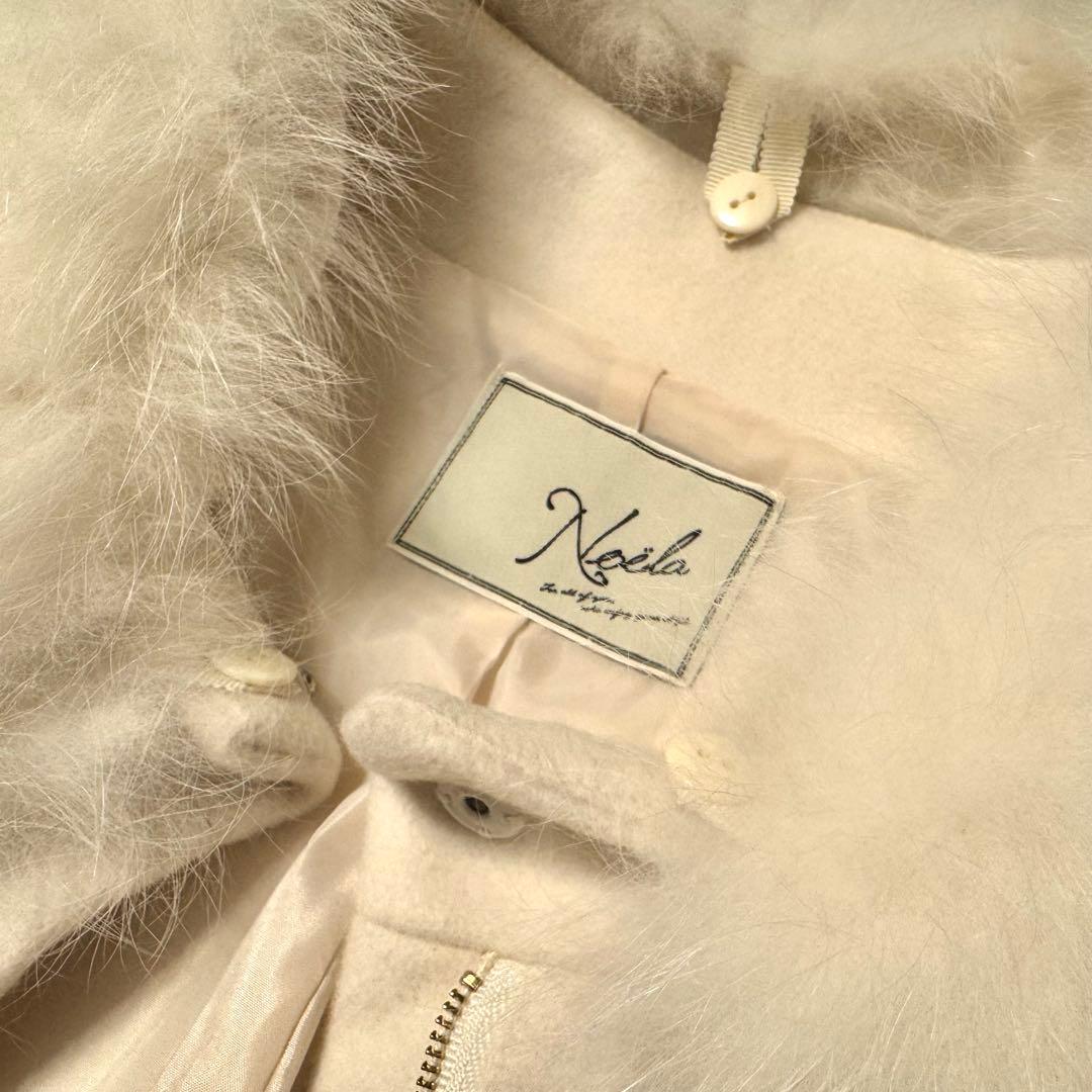 【Noela(ノエラ)】 ファー付きポンチョコート オフホワイト