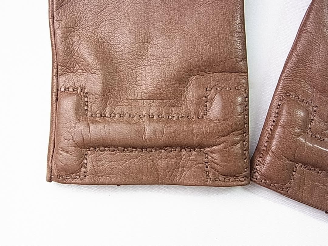 A-closet様用　正規エルメスHロゴレザーグローブ手袋7ハーフ　自宅保管品