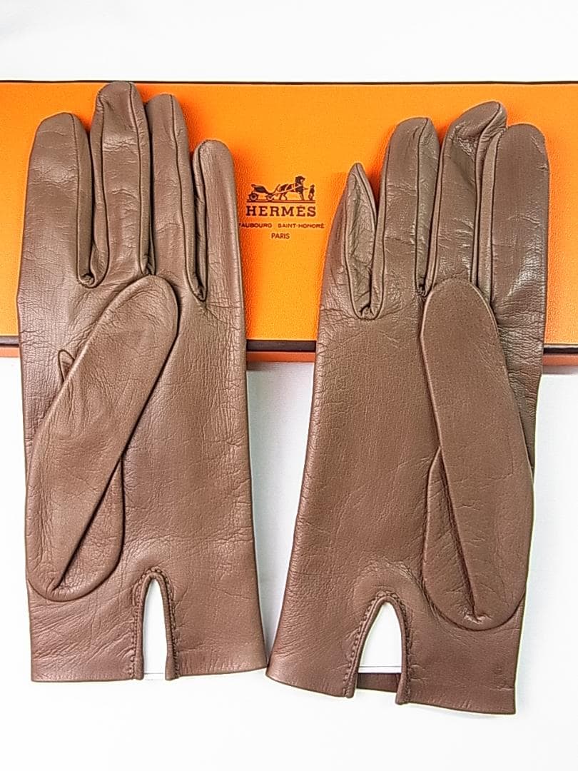 A-closet様用　正規エルメスHロゴレザーグローブ手袋7ハーフ　自宅保管品