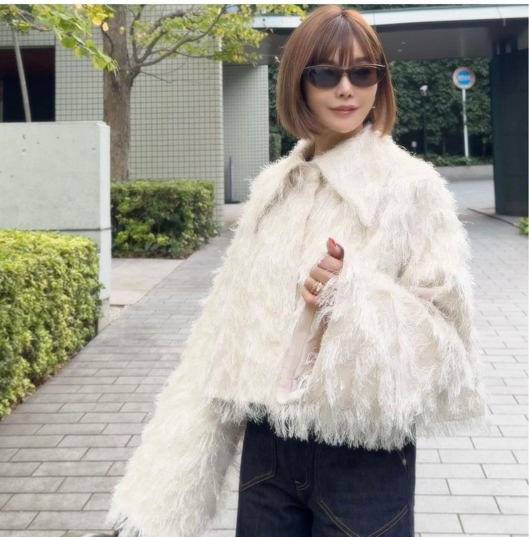 cygne ボンディングフリンジショートジャケット Joseph ホワイト