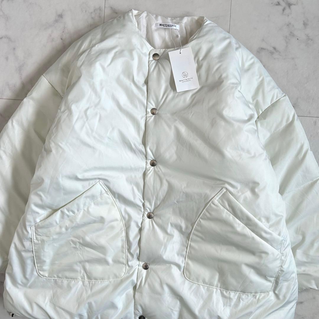 タグ付 ビューティー&ユース THERMORE ノーカラー ジャケット 白 F