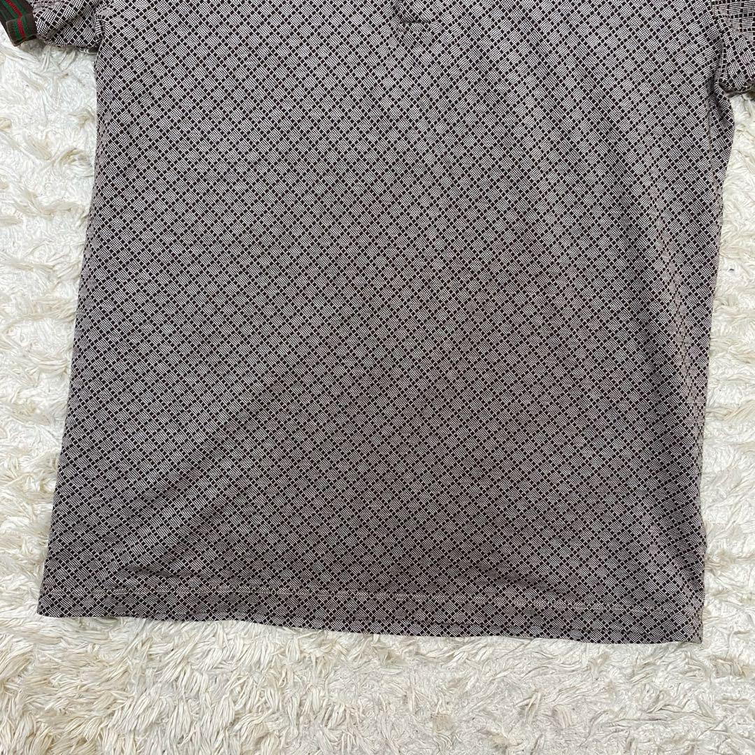 グッチ　半袖ポロシャツ　GG柄　総柄　ブラウン　M