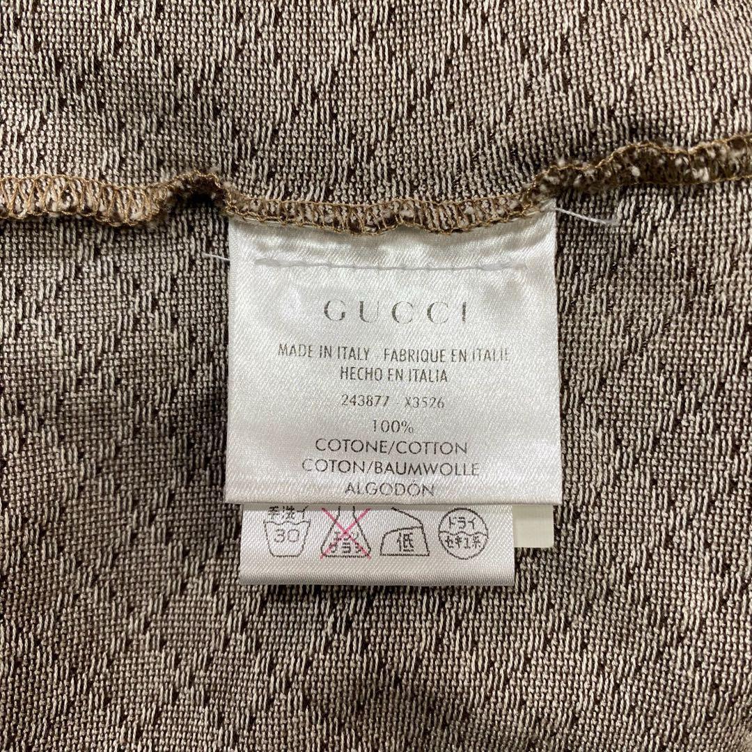 グッチ　半袖ポロシャツ　GG柄　総柄　ブラウン　M