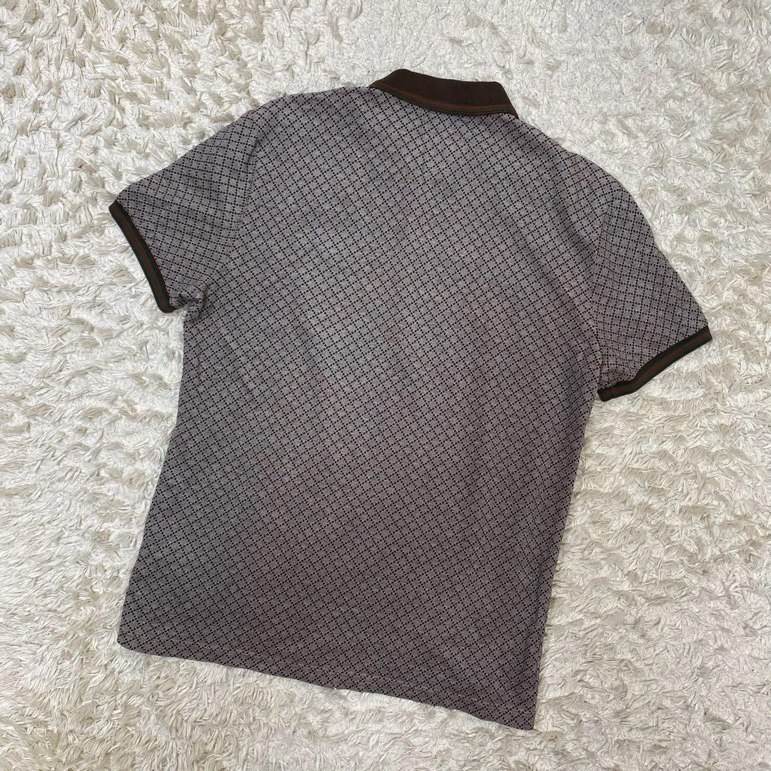 グッチ　半袖ポロシャツ　GG柄　総柄　ブラウン　M