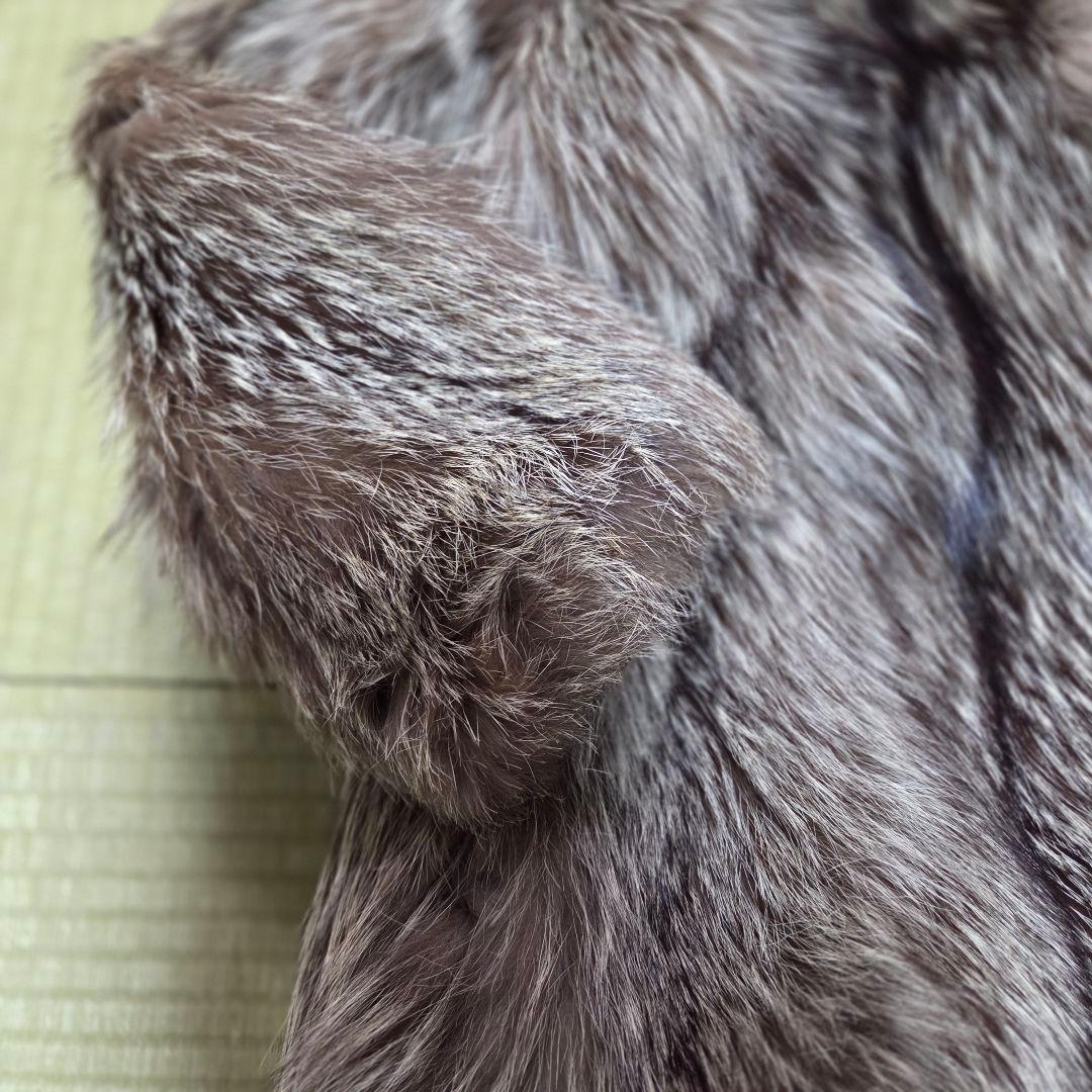 美品 ロング丈 裏地花柄刺繍入 肉厚 シルバーフォクス サイズ9号