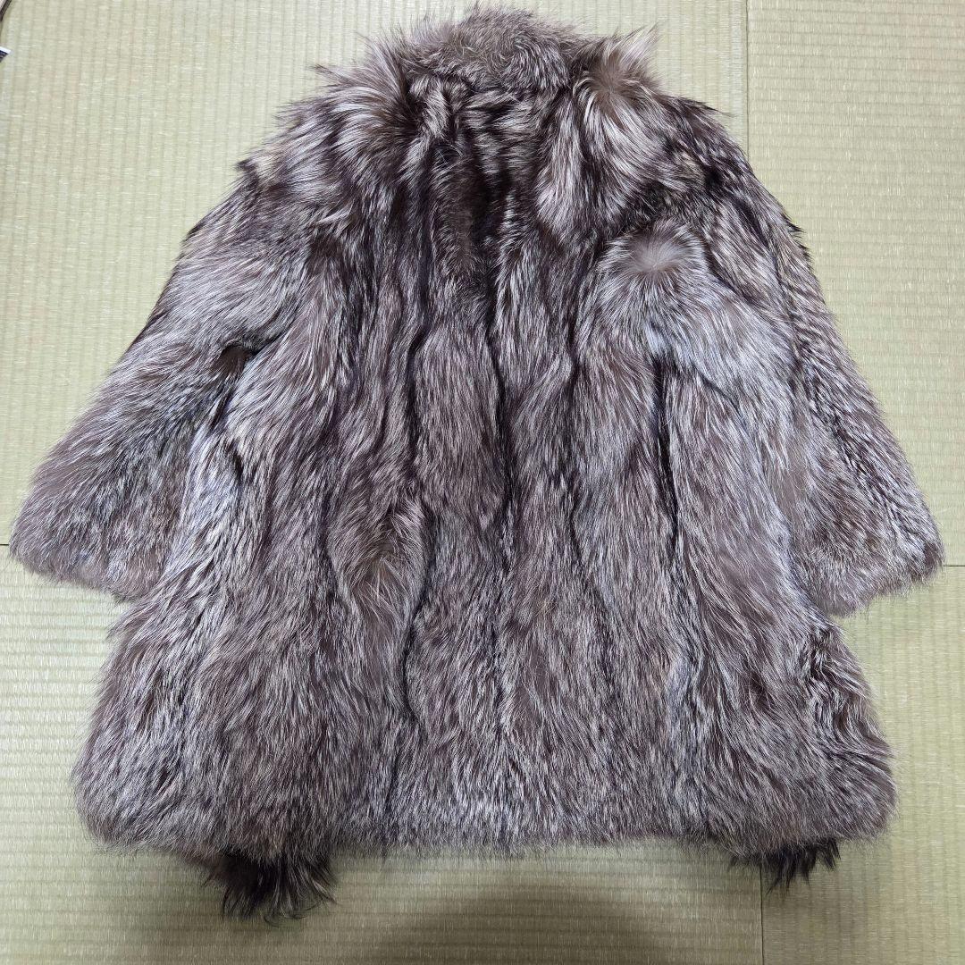 美品 ロング丈 裏地花柄刺繍入 肉厚 シルバーフォクス サイズ9号