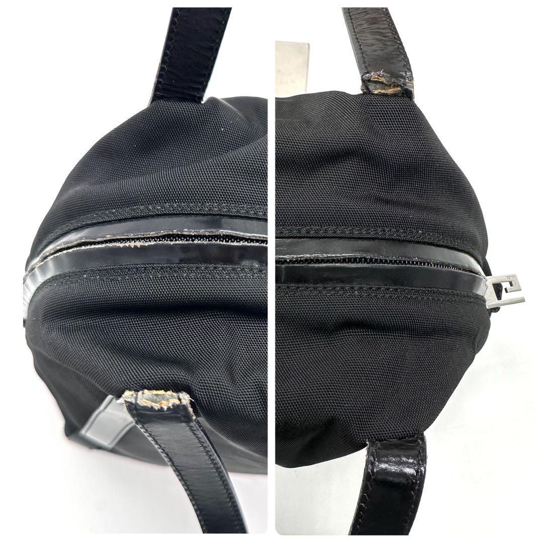 GUCCI トートバッグ ボストン ロゴ金具 A4可 レザー ナイロン ブラック
