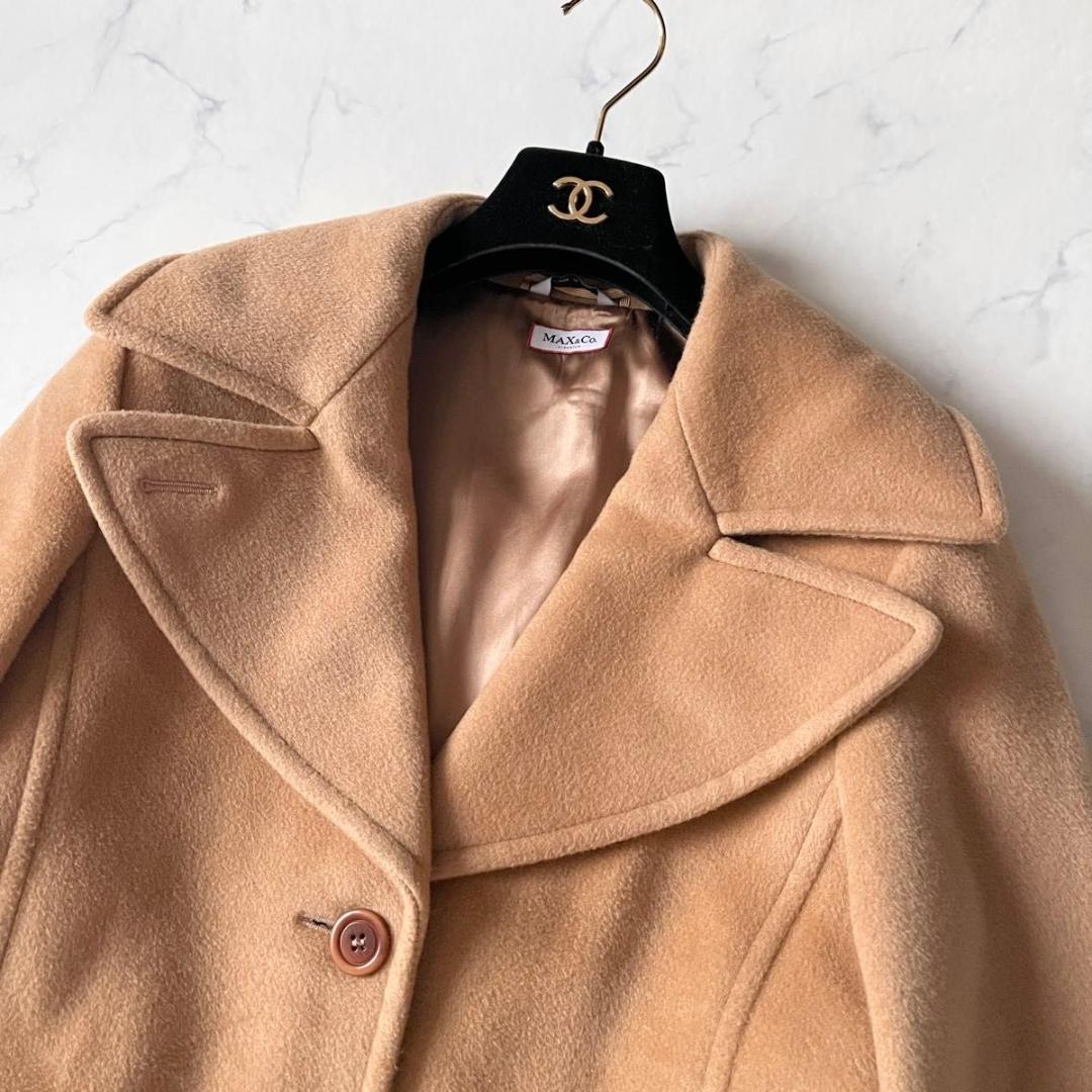 【美品】マックスアンドコー カシミヤ混 ロングチェスターコートキャメル M