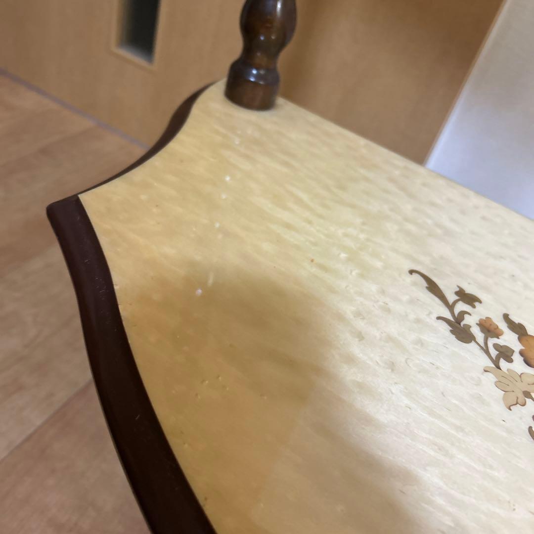 即日配送！花柄装飾 木製コンソールテーブル 半円形