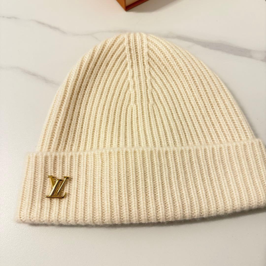 LOUIS VUITTON アイボリー ニット帽　カシミヤ100%
