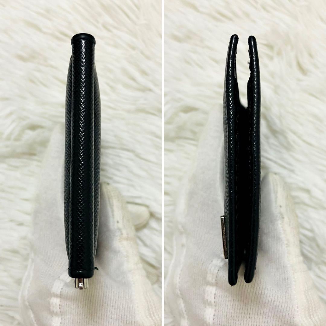 極美✨PRADA 二つ折り マネークリップ サフィアーノレザー 黒