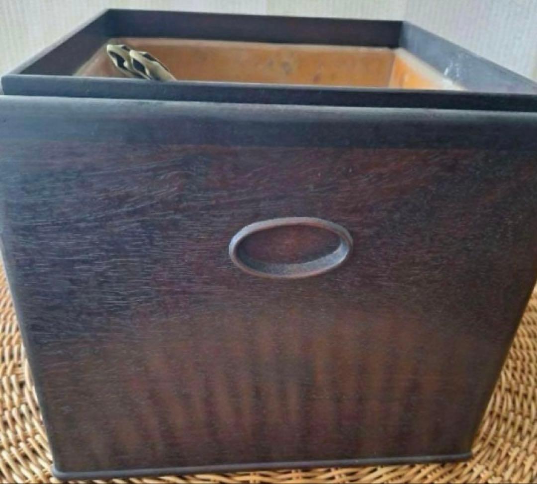 木製火鉢　大正末期　昭和レトロ　黒檀火鉢 火箸