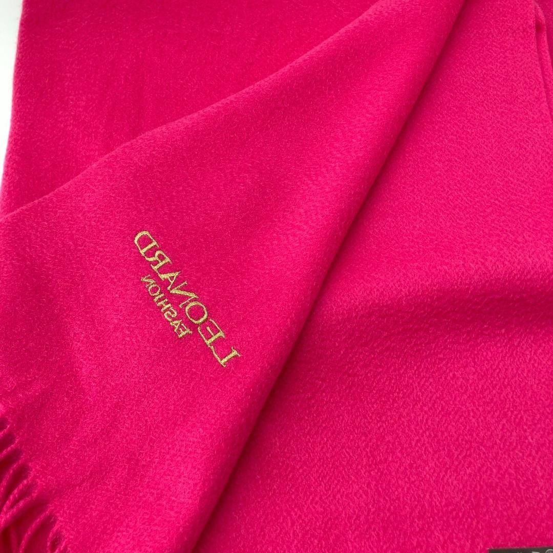 16492✨タグ✨レオナール カシミヤ100% 大判ストール ショール ロゴ刺繍