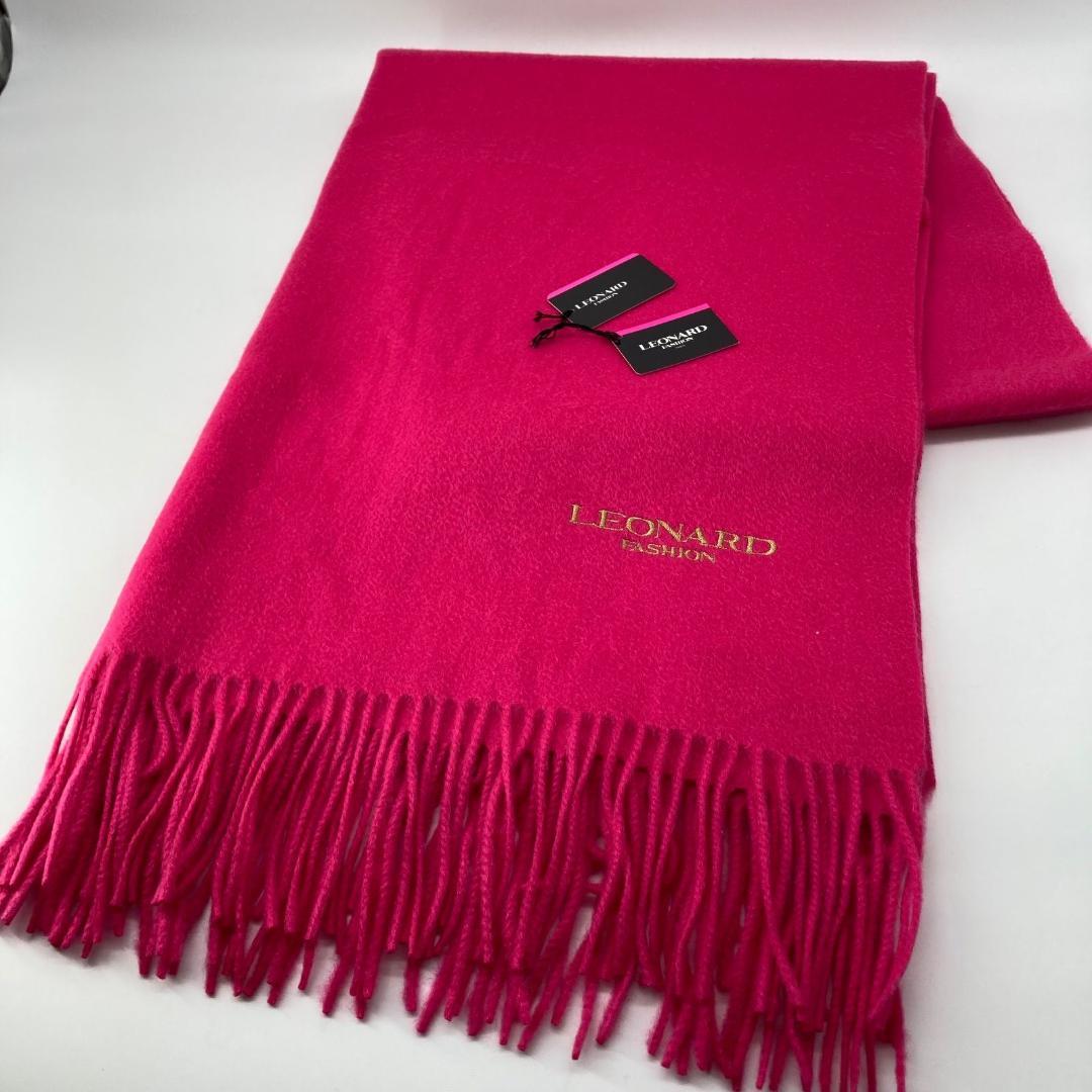 16492✨タグ✨レオナール カシミヤ100% 大判ストール ショール ロゴ刺繍
