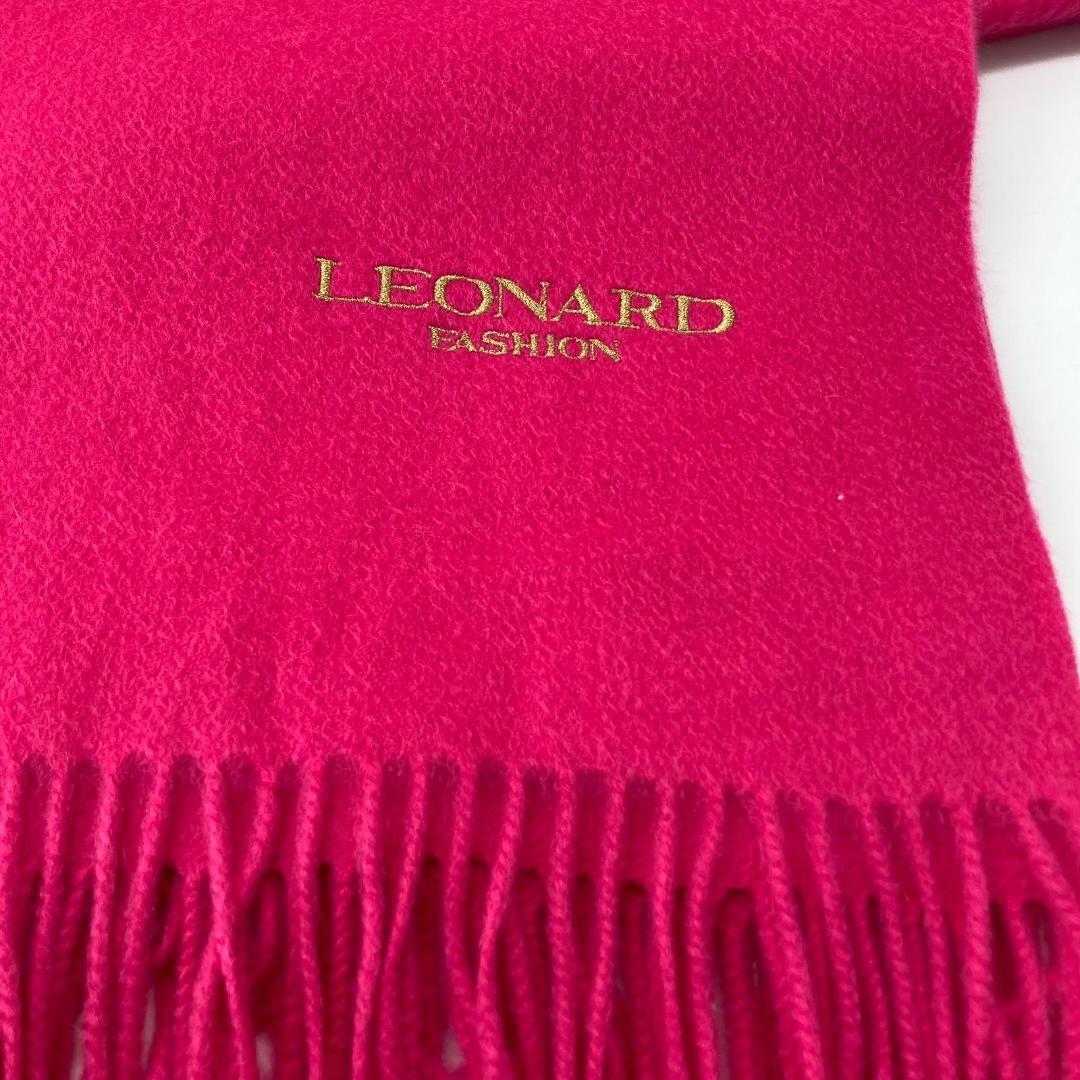 16492✨タグ✨レオナール カシミヤ100% 大判ストール ショール ロゴ刺繍