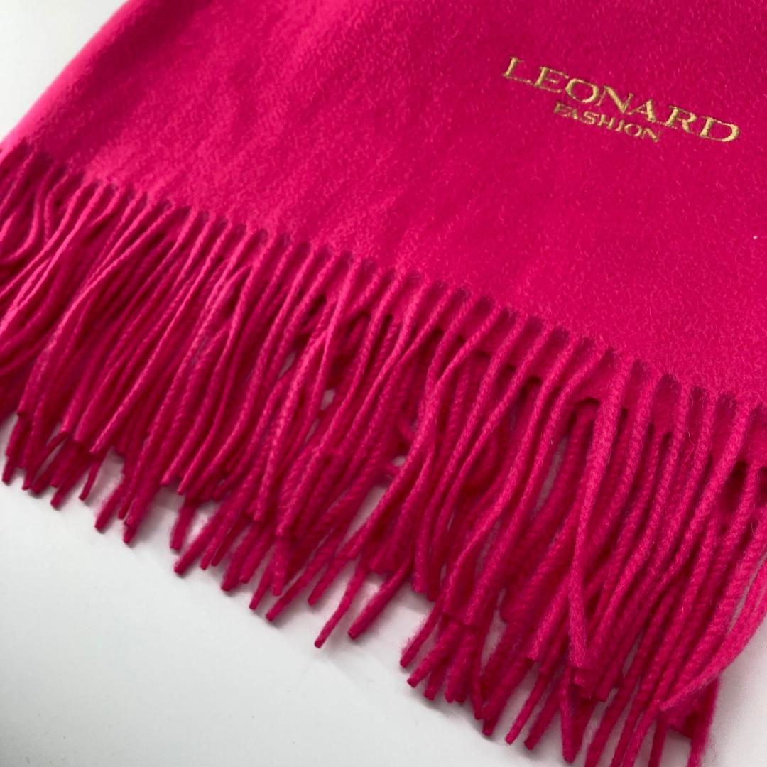 16492✨タグ✨レオナール カシミヤ100% 大判ストール ショール ロゴ刺繍