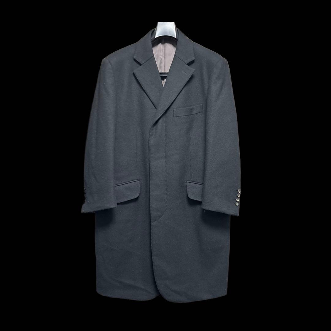 Burberry チェスターフィールドコート 黒 カシミヤ 比翼仕立て 日本製