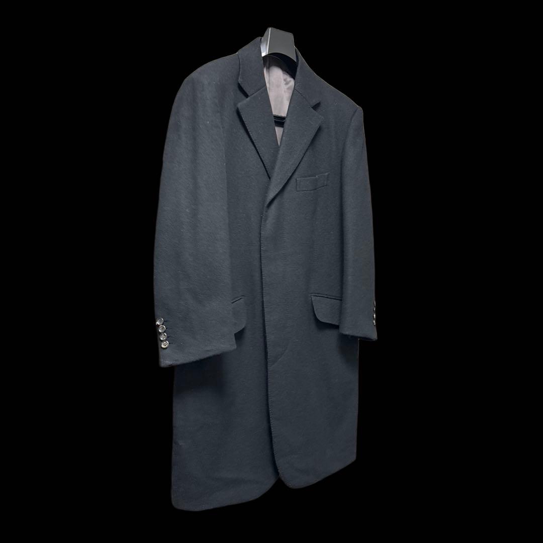 Burberry チェスターフィールドコート 黒 カシミヤ 比翼仕立て 日本製