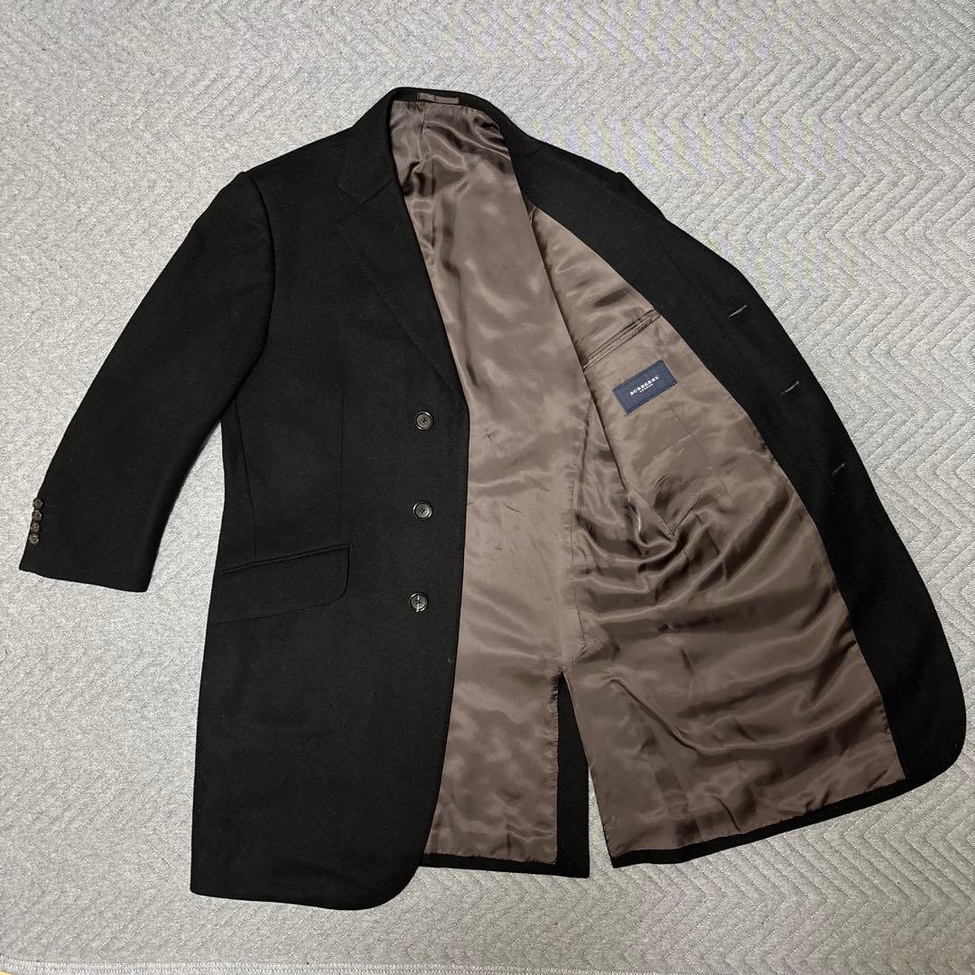 Burberry チェスターフィールドコート 黒 カシミヤ 比翼仕立て 日本製