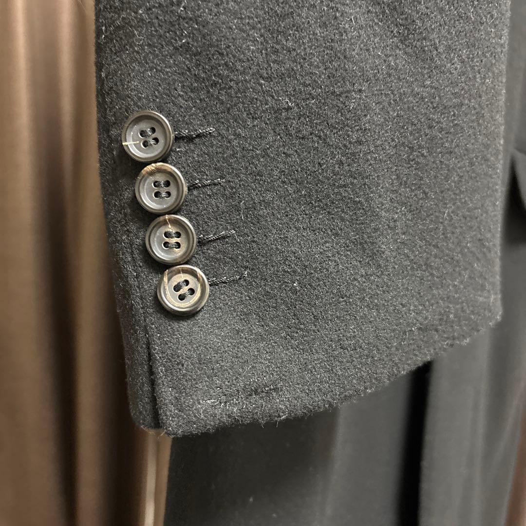 Burberry チェスターフィールドコート 黒 カシミヤ 比翼仕立て 日本製