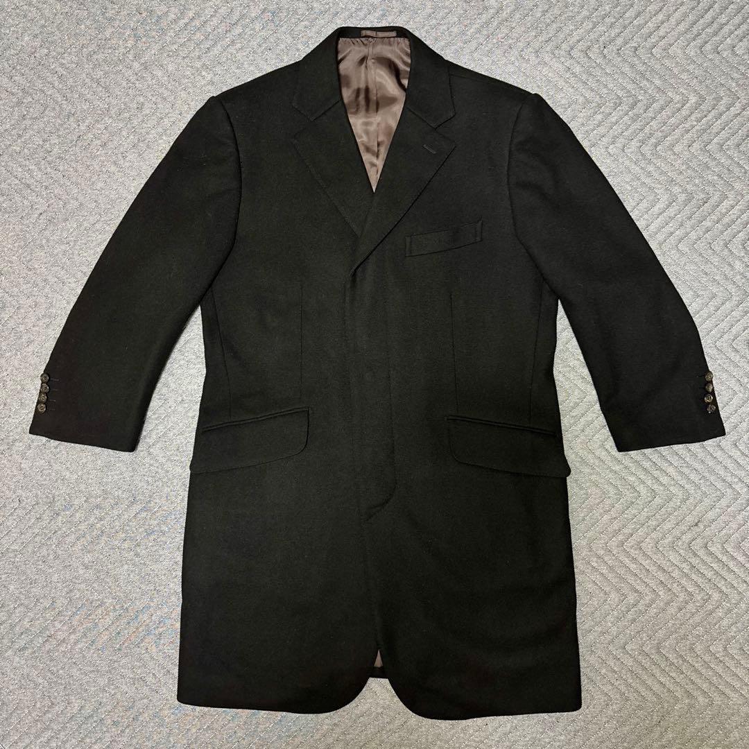 Burberry チェスターフィールドコート 黒 カシミヤ 比翼仕立て 日本製