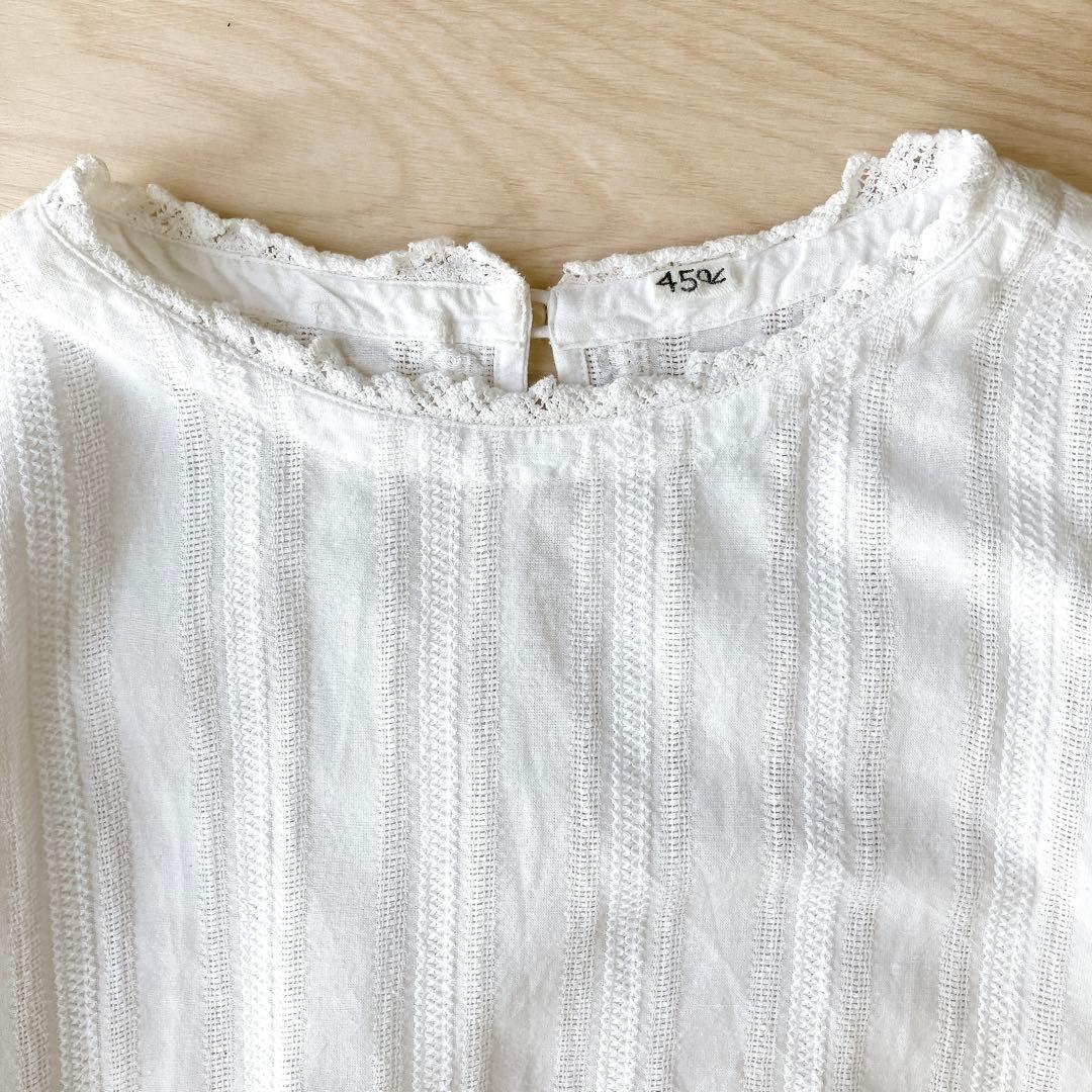 45R インドカラミdeレースTシャツ 半袖 ブラウス 白 45rpm