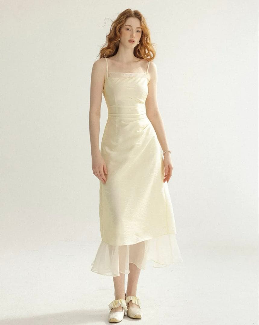 SINCETHEN パーティードレス 結婚式 シアーワンピース