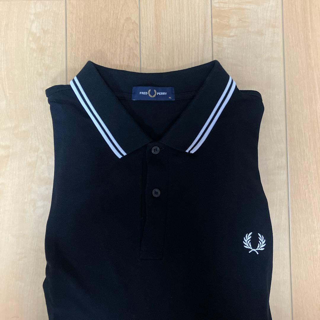 Fred Perry ポロシャツ 長袖 XL 黒×白