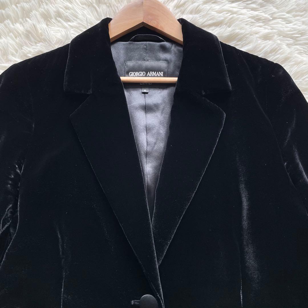 美品✨ジョルジオアルマーニ　テーラードジャケット　ベロア　黒　XL