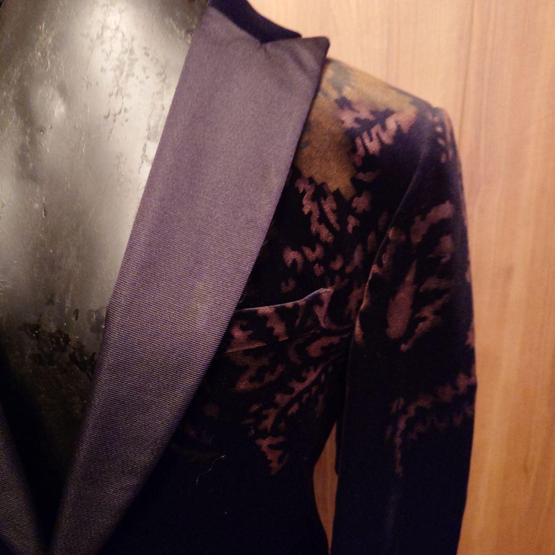エトロ48.ETRO48.花柄ペイント. ベルベット テーラードジャケット.