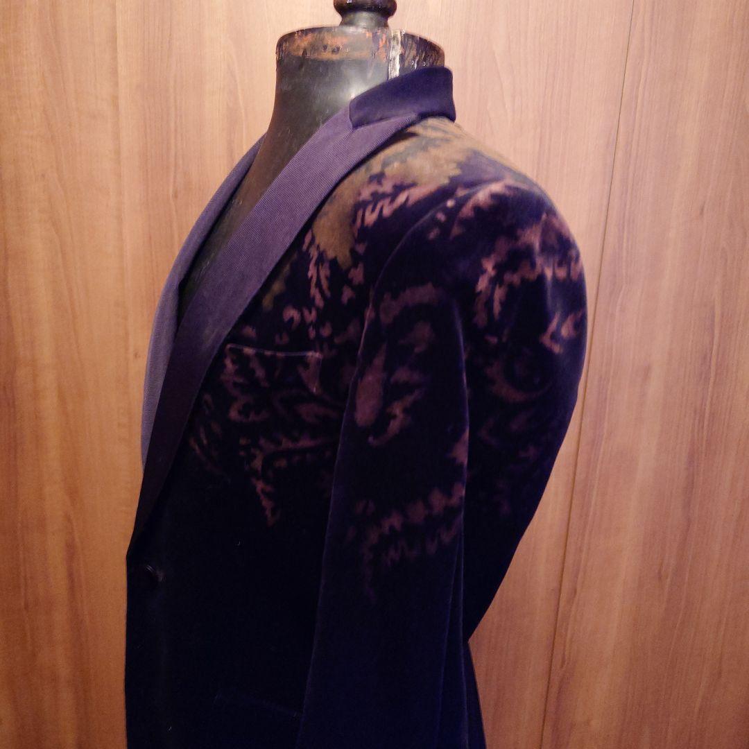 エトロ48.ETRO48.花柄ペイント. ベルベット テーラードジャケット.