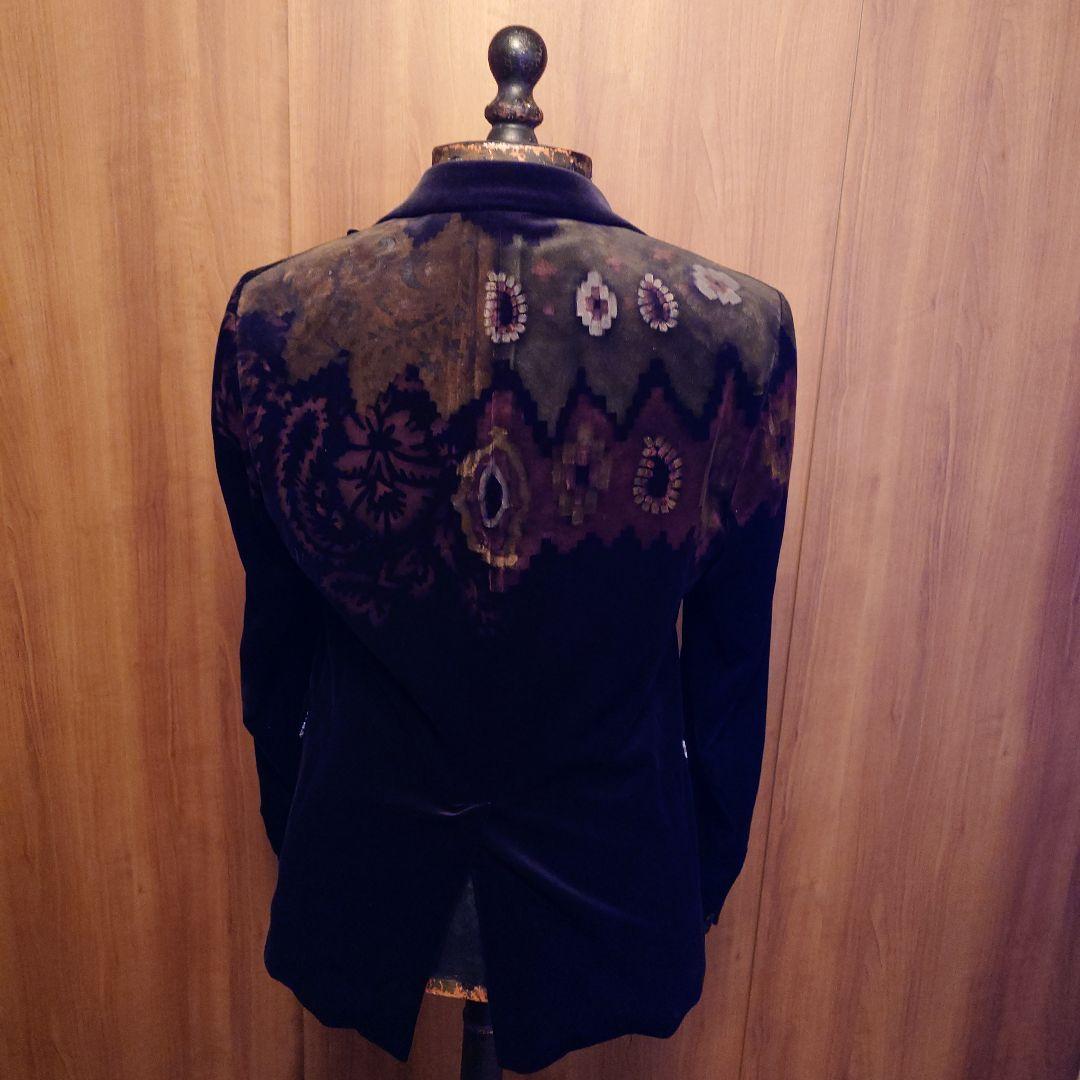 エトロ48.ETRO48.花柄ペイント. ベルベット テーラードジャケット.